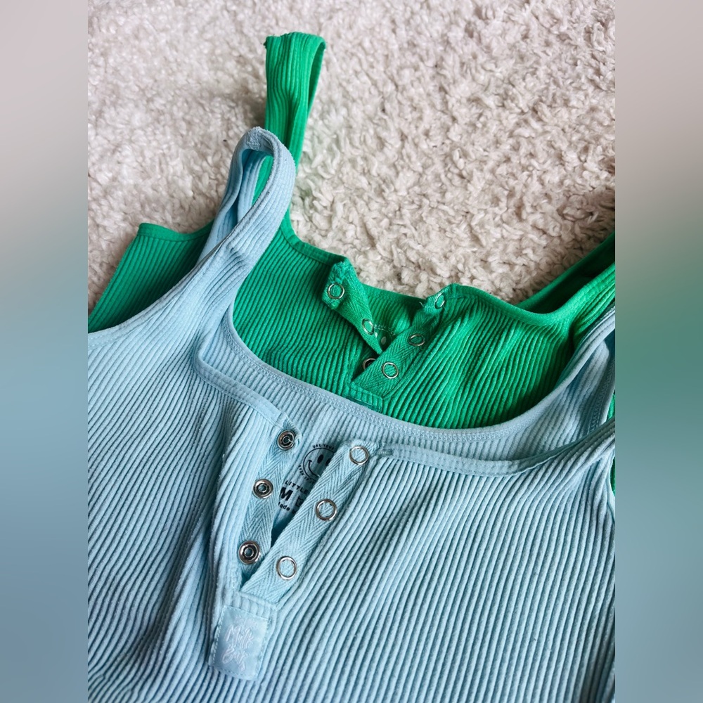 Green and Blue Ribbed Nursing Bra Set of Two. Sizes S/M & L/XL.